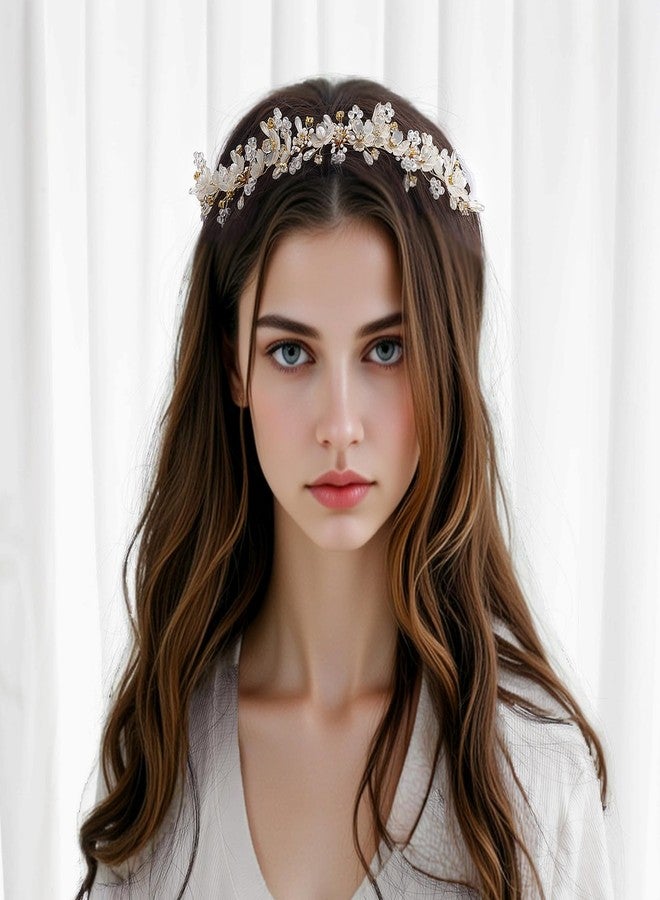 YOUlDIANZI تاج أميرة الزهور من YOUlDIANZI، إكسسوار شعر لؤلؤي للعروس، طوق شعر للعروس، تاج أميرة، تاج للمناسبات الخاصة، مناسب لأعياد الميلاد والحفلات وحفلات الزفاف - Image 5